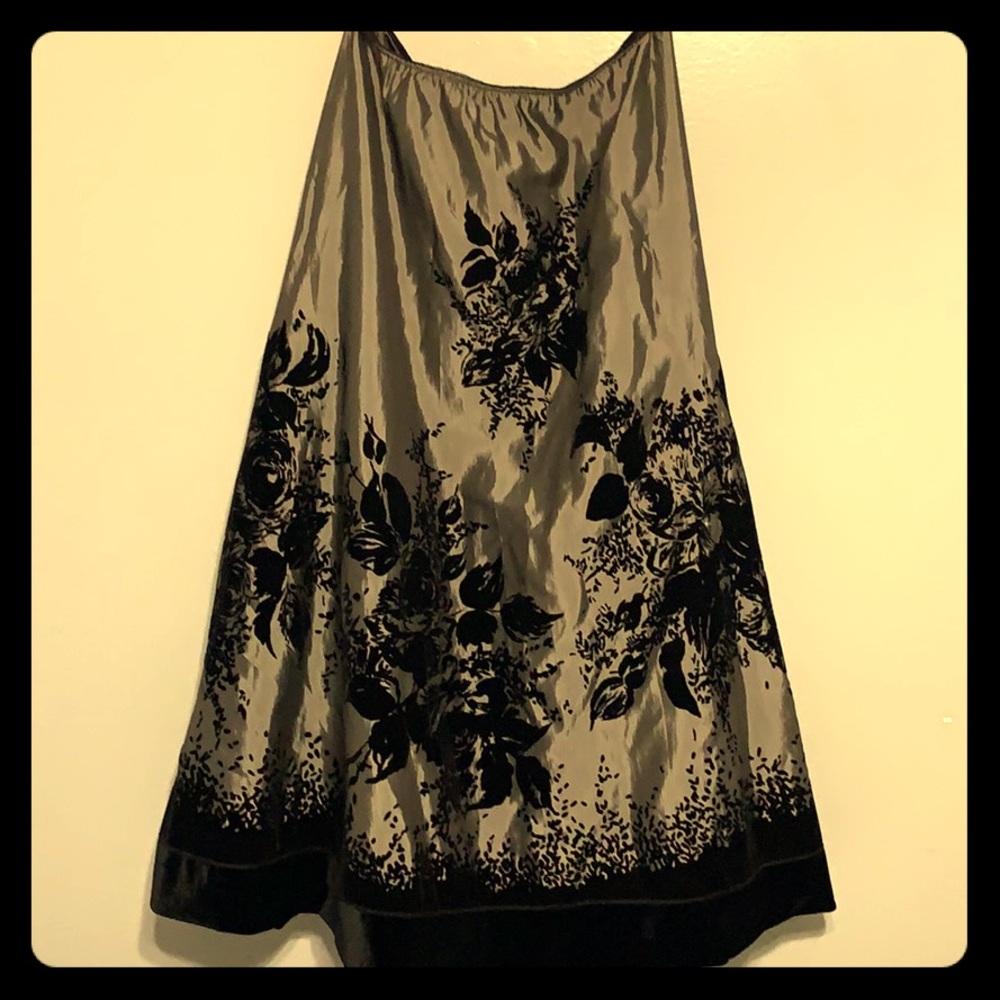 Dressbarn Grey and Black Long Length Rayon Skirt